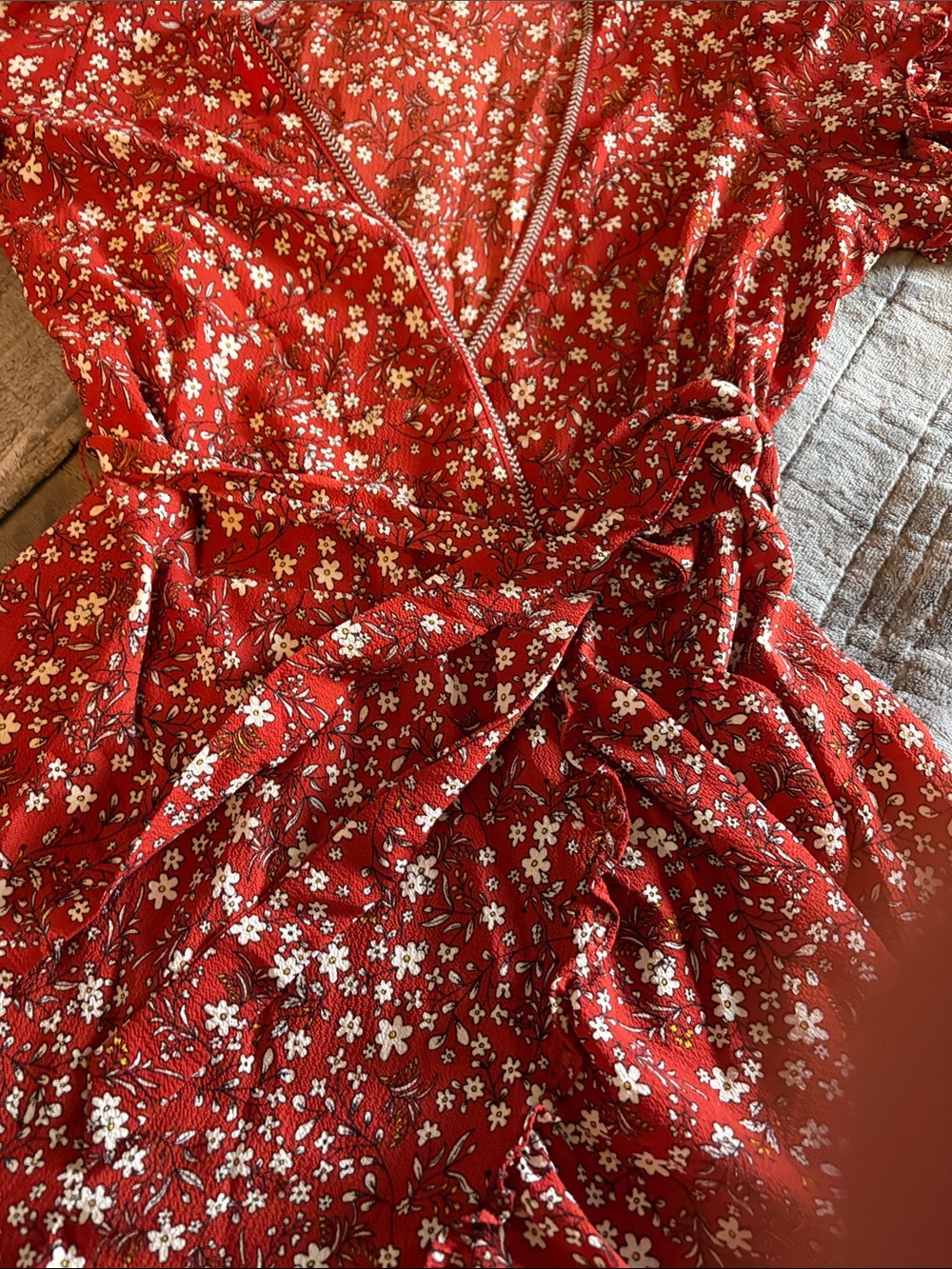 Max Studio Red Floral Wrap Midi Dress - Picture 4 of 6